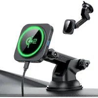 ESR HALOLOCK MAGNETISK MAGSAFE DASHBOARD TRÅDLØS OPLADDER TIL BILHOLDER QI2 15W SORT