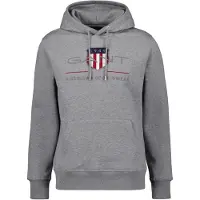 Gant Ganttil mænd. 2047082 Archive Shield hættetrøje grå (XL), Casual, Bomuld, Lange ærmer