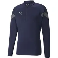 Puma Træningstrøje teamFINAL 1/4 Lynlås - Navy/Grå/Silver, størrelse Medium