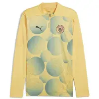 Puma Manchester City Træningstrøje Pre Match 1/4 Lynlås - Gul/Blå - , størrelse Large