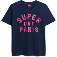 Superdry Superdrytil kvinder. W1011501A Navy glitter t-shirt (S), Casual, Bomuld, Korte ærmer, Blå