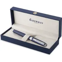 Waterman Exception, Fyldepen, Blålakeret med Palladium beklædning, 18K Guld Medium Spids, Blåt Blæk, Gaveæske