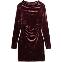 Superdry Superdrytil kvinder. W8011367A Langærmet minikjole i pink fløjl (XL), Party, Polyester, Lange ærmer