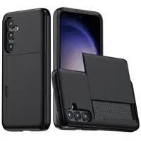 Mtp Products Samsung Galaxy S25 Hybrid Cover med Glidende Kortslot - Sort