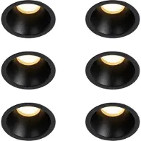 QAZQA Sæt med 6 sorte indbyggede spots GU10 35 mm IP44 - Dept