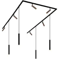 QAZQA Modernt skinnesystem med 6 spots og 4 pendler mørk bronze 1-faset - Slimline Uzzy Keno