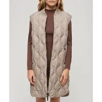 Superdry Superdrytil kvinder. W5011659A Lang vest med foring fra Studios i beige (S), Casual, Genanvendt polister