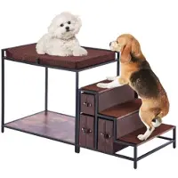 Vevor Køjeseng til kæledyr med trappe, vinduessæde til hund/kat med opbevaring, seng i flere niveauer, vinduessæde til hund, sovesofa ved siden af ​​sengen, platform til kæledyr til mellemstore kæledy