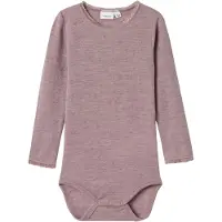 Name it Body l/æ - Uld - Noos - NmfWang - Purple Dove m. Hulmøns - - 1½ år (86) - Body L/Æ