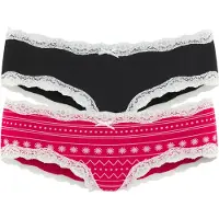 LASCANA Slip blodrød / sort / hvid