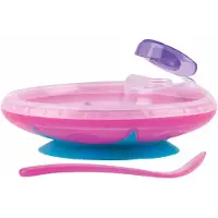 Nuby Varmeskål m. Ske - Pink - - OneSize - Skål