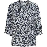 Ichi Bluse 'IHMarrakech' ecru / natblå
