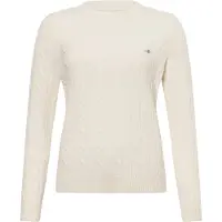 Gant Ganttil kvinder. 4805315 Rund hals Sheeps Wool Eights Strikket pullover hvid (S), Casual, Bomuld