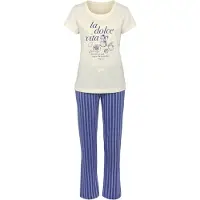Vivance Pyjamas 'Dreams' violetblå / hvid