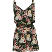 KOROSHI Jumpsuit grøn / lys rød / sort / hvid