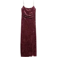Superdry Superdrytil kvinder. W8011729A Lang fløjlskjole Diamonte rødbrun (XL), Party, Polyester, Uden ærmer/stropper