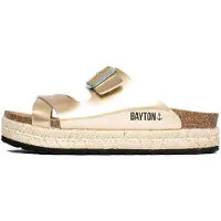 Bayton Pantoletter 'Tenerife' guld / sort-meleret