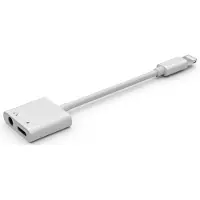 ILike Adapter AX7 Dual Lightning til 3,5 mm headset + Lightning oplader stik hvid