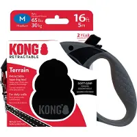 Kong Terrain indtrækkelig snor sort - Størrelse M: op til 30 kg, bæltelængde ca. 5 m