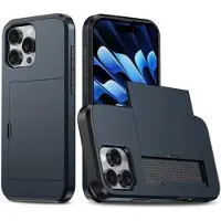 Mtp Products iPhone 16 Pro Hybrid Cover med Glidende Kortslot - Mørkeblå