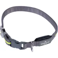 Nomad Tales Spirit USB LED nylonhalsbånd, neongul & grå - Størrelse S/M: Halsens omkreds 35-50 cm