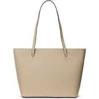 Ralph Lauren Lauren Ralph Laurentil kvinder. 431924351004 Karly medium tote bag i taupe cross body læder (OSFA), Casual, Gråt
