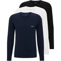 BOSS BOSStil mænd. 50492321 Pakke med 3 veste med logo navy, hvid, sort (XXL), Afslappet, Bomuld, Lange ærmer, Blå