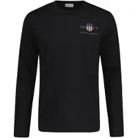Gant Ganttil mænd. 2004058 Medium Archive Shield T-shirt sort (M), Casual, Bomuld, Lange ærmer