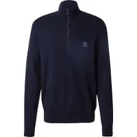 BOSS Sweater i bomuld og kashmir med lynlås i halsen