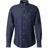 Gant Ganttil mænd. 3000402 Slim Fit-skjorte Indigo navy indigo (S), Casual, Bomuld, Klassisk, Lange ærmer, Blå