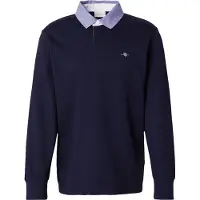Gant Ganttil mænd. 2004082 Heavy Navy Chambray Polo Shirt (L), Casual, Bomuld, Lange ærmer, Blå