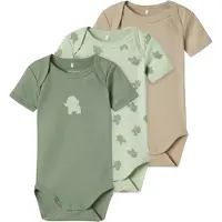 Name it Bodyer k/æ - Noos - NbmBody - 3-pak - Sea Foam Elephant - - 62 - Body K/Æ