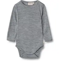 Wheat Body l/æ - Uld - Lucca - Melange Grey - - 1 år (80) - Body L/Æ