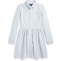 Ralph Lauren Polo Ralph Laurentil piger. 313934185001 Skjortekjole i bomuld med blå striber (9años= 140/142cm), Casual, Lange ærmer, børnetøj