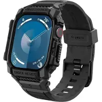 Spigen Rugged Armor Pro, Boks, SmartWatch, Sort, Apple, Apple Watch 10 (46mm), Termoplastisk polyurethan (TPU)