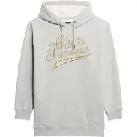Superdry Superdrytil kvinder. W8011756A Kjole med hætte og metallisk logo Luxe grey (XXS/XS), Casual, Grå, Bomuld, Lange ærmer