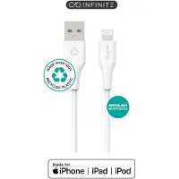ESTUFF INFINITE USB-A til Lightning MFI-kabel 1m hvid, genbrugsmateriale, PVC-fri, ES601170-BULK