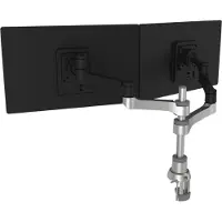 R-Go Tools R-Go Double monitor arm Zepher - Monteringssæt (justerbar monitorarm) - for 2 LCD displays - aluminium - sølvmatteret - skærmstørrelse: op til 26 - skrivebordsmonterbar
