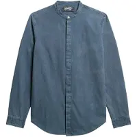 Superdry Superdrytil mænd. M4010866A Merchant Indigo Skjorte Marineblå (XXL), Casual, Bomuld, Lange ærmer