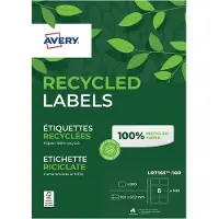 Avery Zweckform Etiketter 99,1x67,7 mm hvid - genbrugspapir med QuickPEEL - (100 ark x 8 stk.)