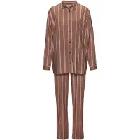 LASCANA Pyjamas brun / aubergine / lys pink / hvid