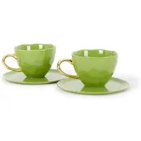 Urban Nature Culture Good Morning gavesæt Cappuccino krus & underkop 2-pak Evergreen sprig