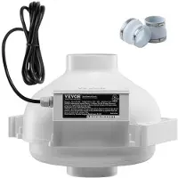 Vevor 4 til 4,5 tommer radonreducerende ventilatorsystem, stille 260 CFM radonreduceringssæt med 2 koblinger, vandtæt radonventilator elektrisk inline-kanalventilator udsugningsventilator til indendør