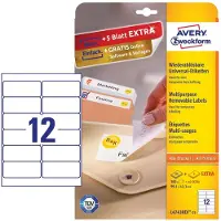 Avery L4743REV-100, Hvid, Afrundet rektangel, Aftagelig, 99.1 x 42.3 mm, A4, Universel