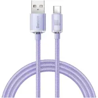 Baseus Crystal Shine USB-A / USB-C-kabel - 1.2m, 100W - Lilla