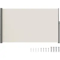 Vevor Udtrækkelig Sidemarkise, 63''x 118'' Udendørs Privatlivsskærm, 180g Polyester Vandtæt Udtrækkelig Terrasseskærm, UV 30+ Rumdeler Vindskærm til Terrasse, Baghave, Altan, Beige