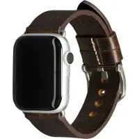 dbramante1928 Bornholm - Urrem for smart watch - 176 - 224,5 mm - mørkebrun, sølv - for Apple Watch Hermès Series 9, SE 3, Series 10, Series 11, Series 9, Ultra 2, Ultra 3