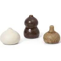 Ferm Living Komo vasee mini sæt med 3 Brown/White