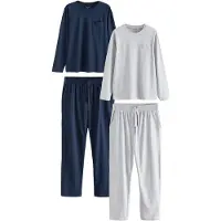 Next Pyjamas lang navy / grå-meleret