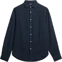 Superdry Superdrytil mænd. M4010607A Langærmet afslappet navy skjorte i hør (XXL), Casual, Linned, Lange ærmer, Blå